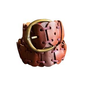 Handmade Brown Leather Disc Woven Belt
